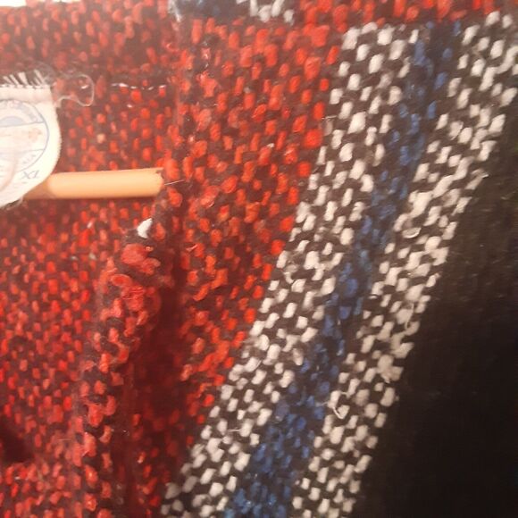 Artesanias Cuamatzi Size XL Baja Mexican Blanket Pullover Poncho Hoodie Striped - Picture 4 of 10